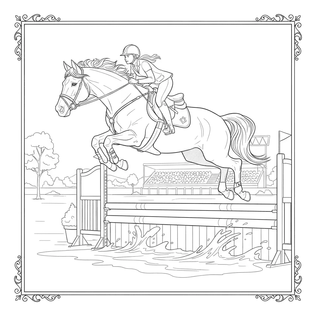 coloriage cheval saut d obstacle