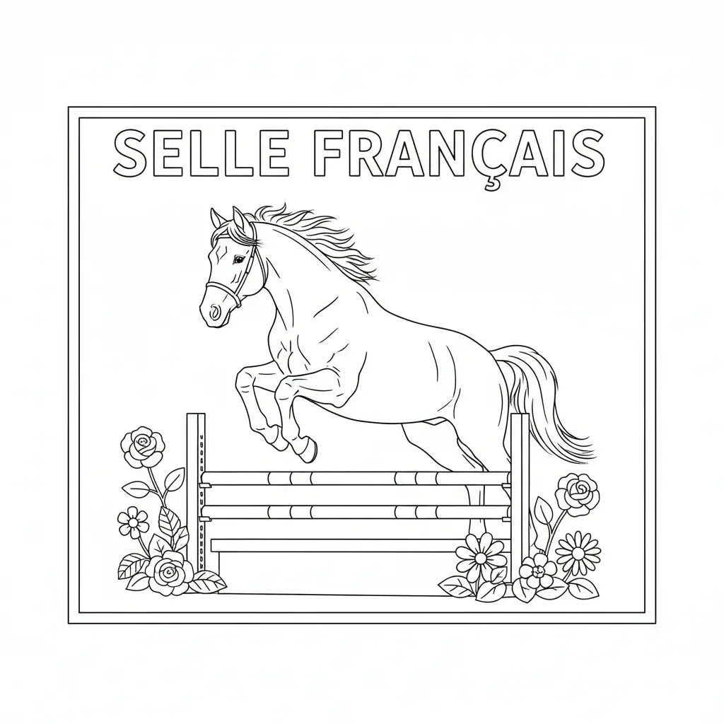 coloriage cheval selle francais
