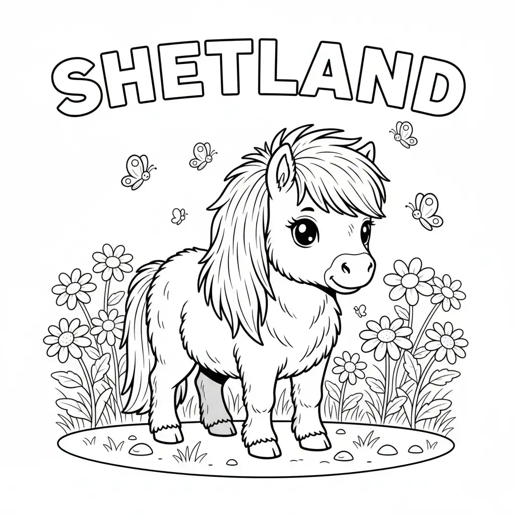 coloriage cheval shetland