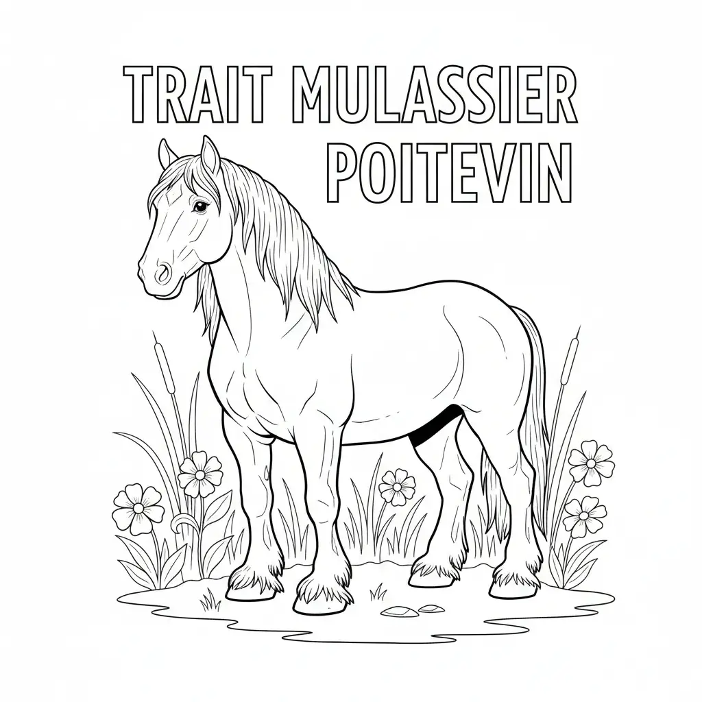coloriage cheval trait mulassier poitevin