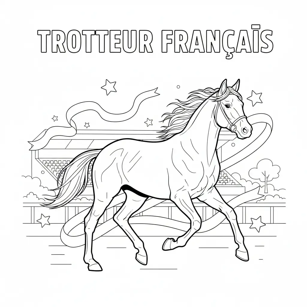 coloriage cheval trotteur francais