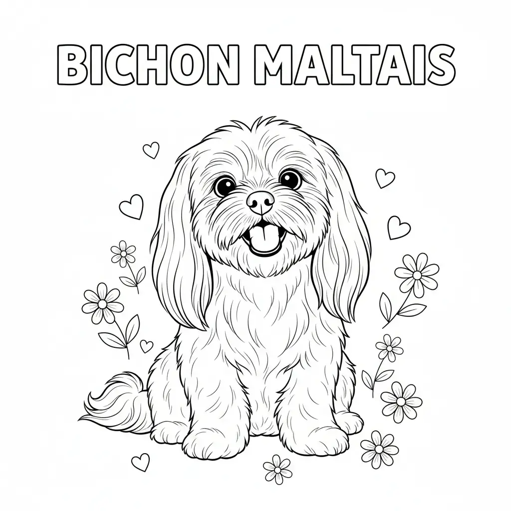 coloriage chien bichon maltais