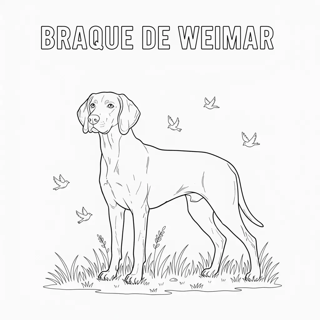coloriage chien braque de weimar