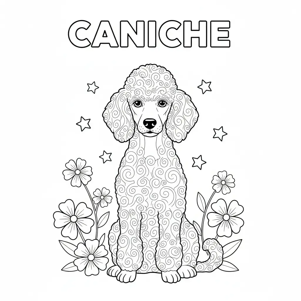coloriage chien caniche