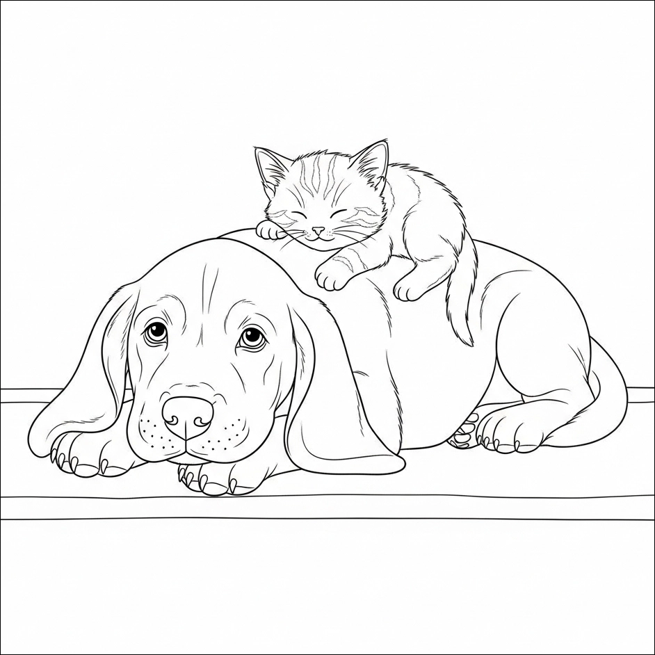 coloriage chien chat