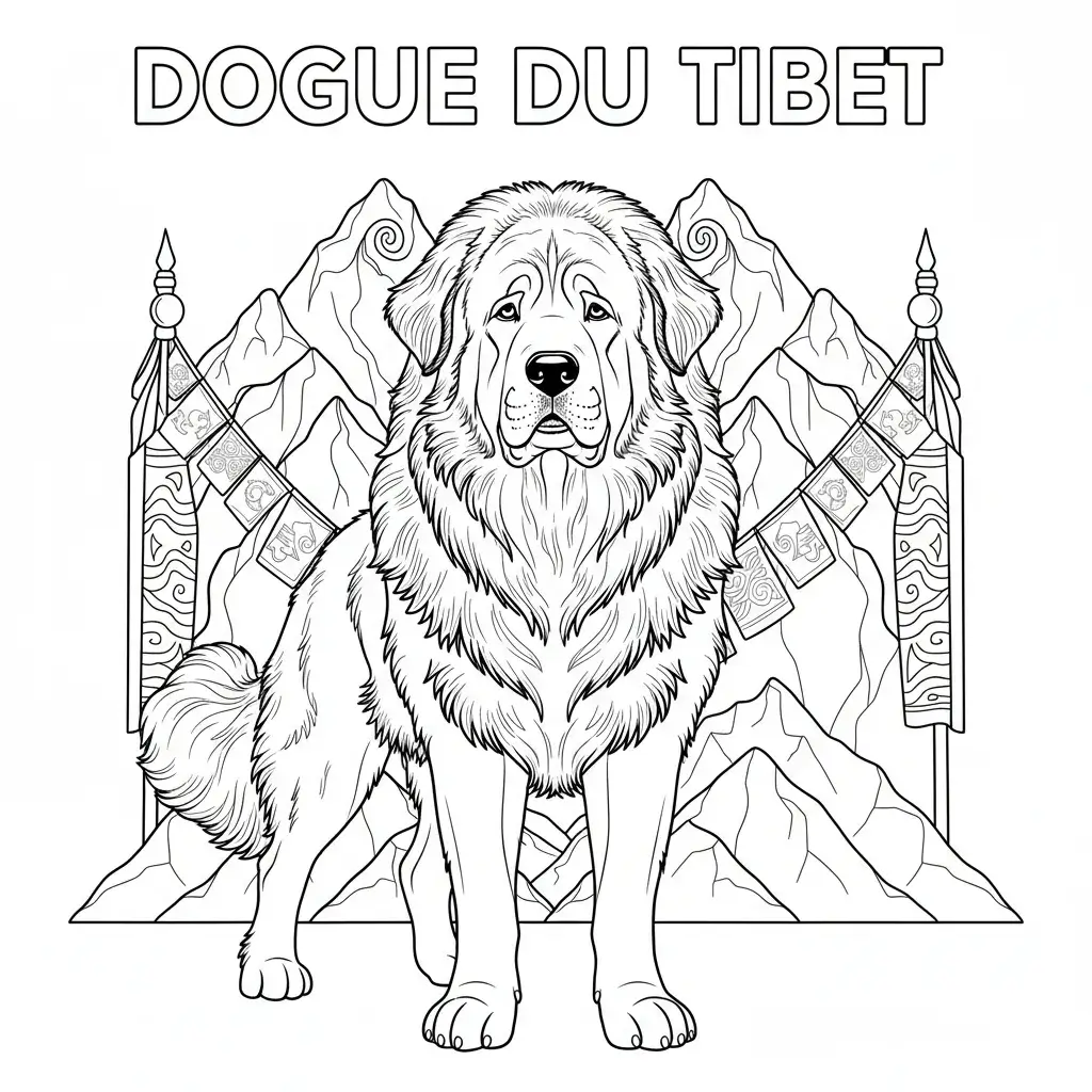 coloriage chien dogue du tibet
