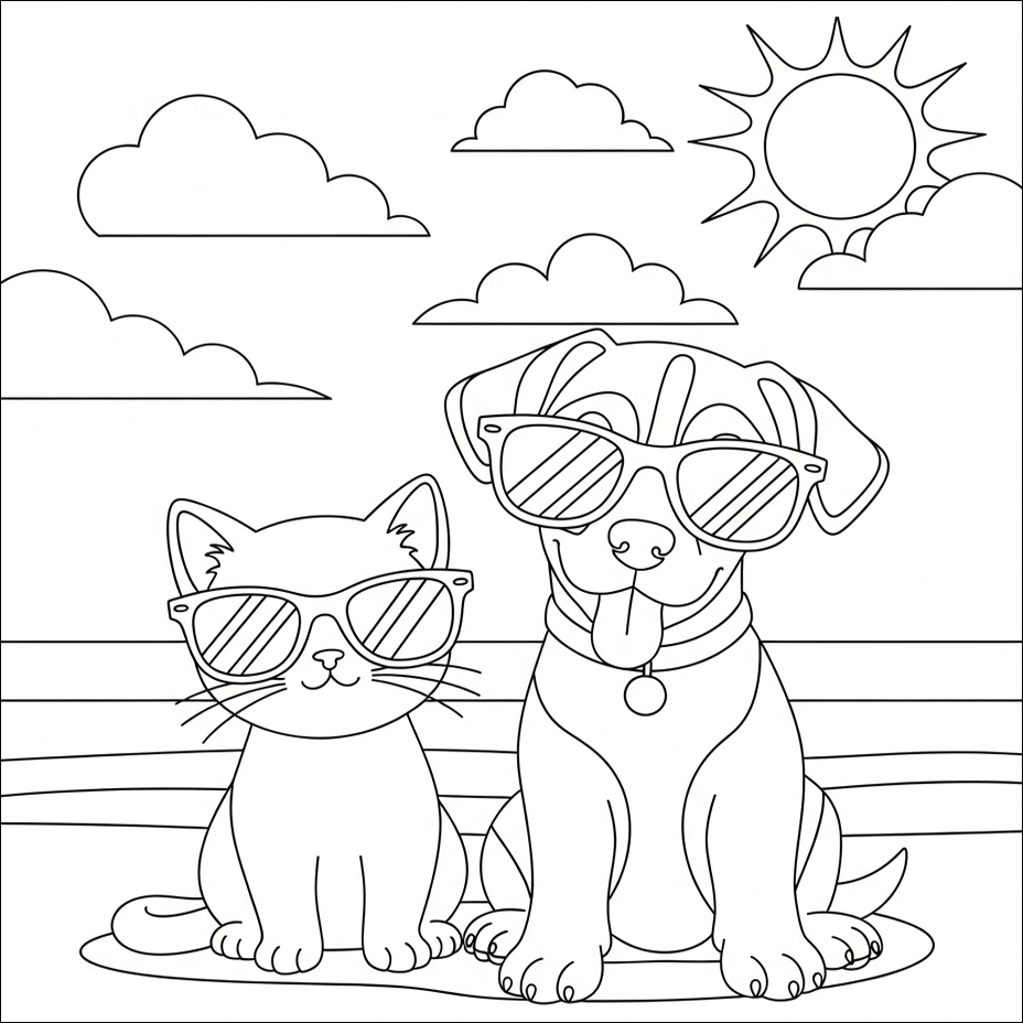 coloriage chien et chat