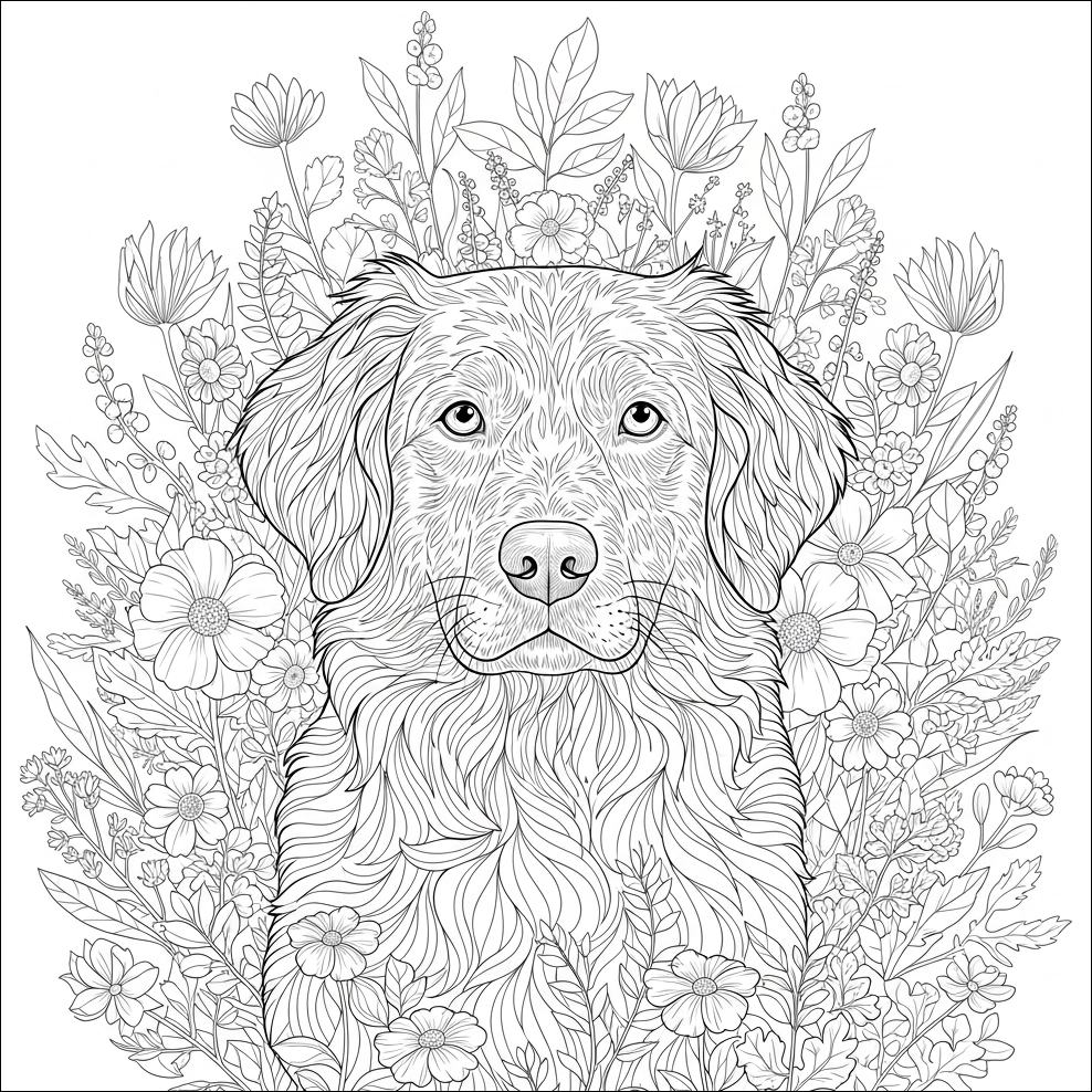 coloriage chien mandala fleurs