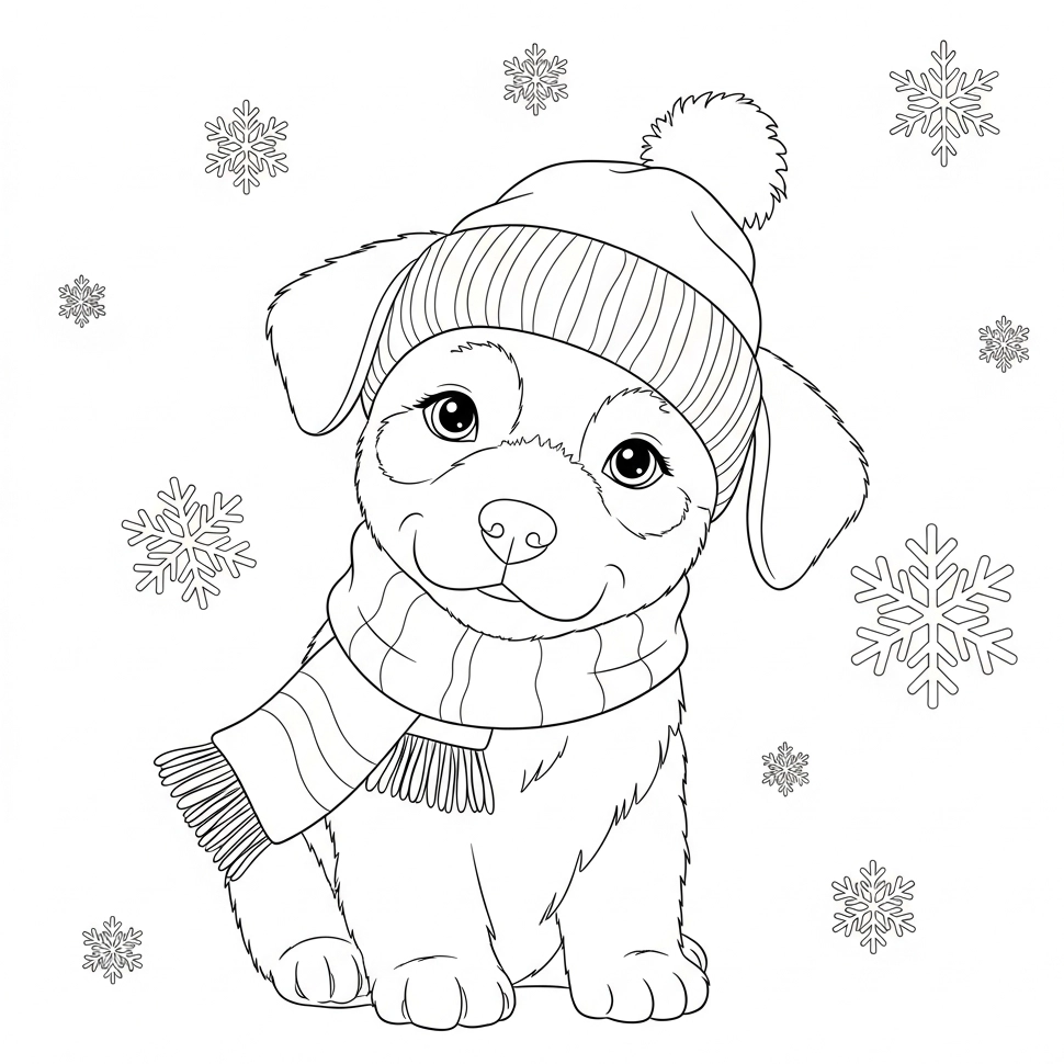 coloriage chien neige
