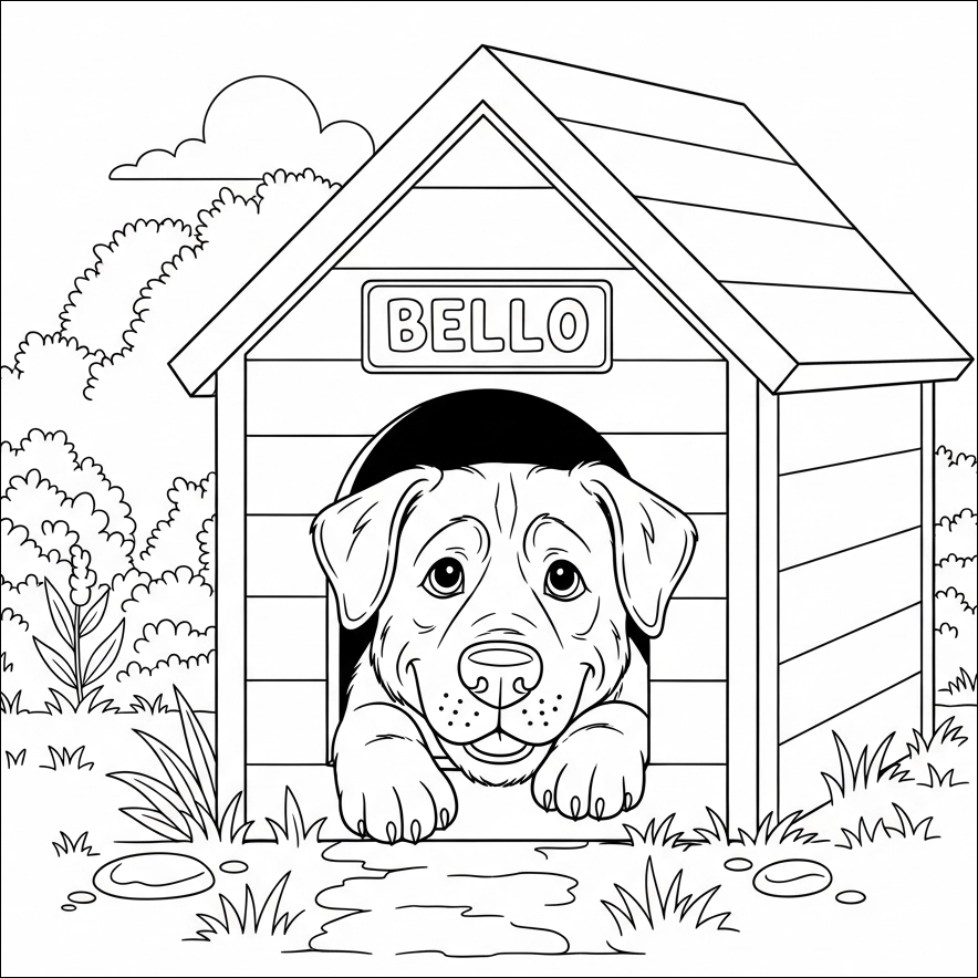 coloriage chien niche