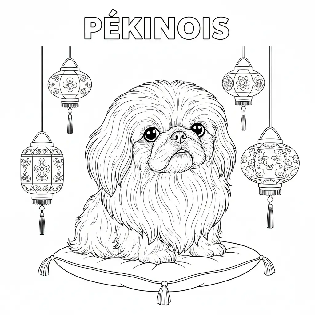 coloriage chien pekinois