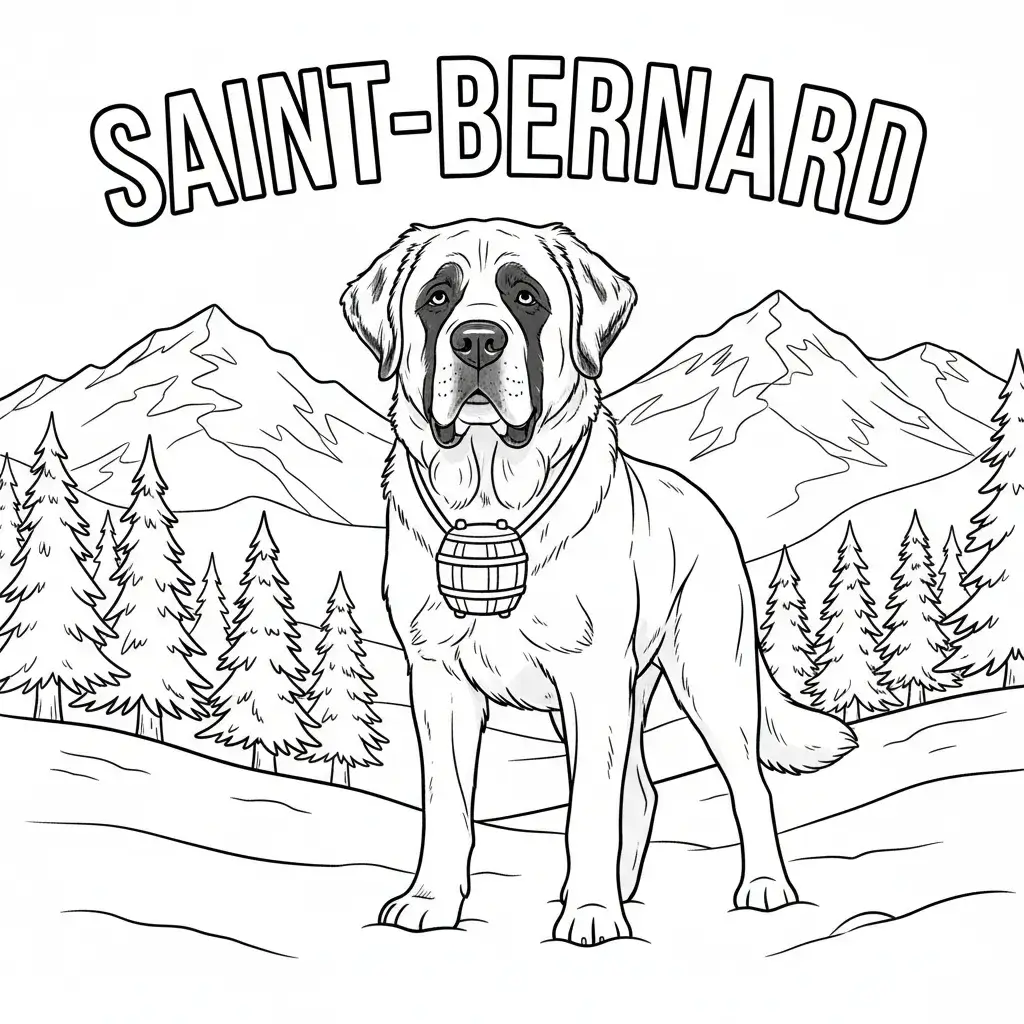 coloriage chien saint bernard