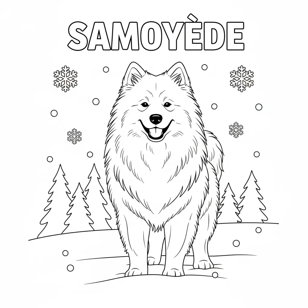 coloriage chien samoyede
