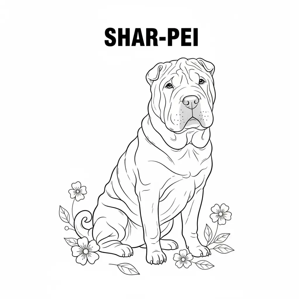 coloriage chien shar pei