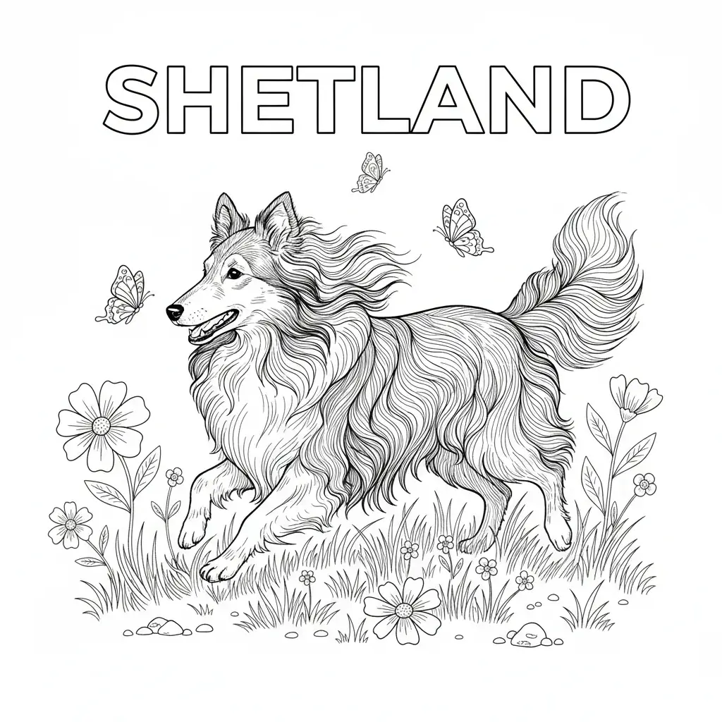 coloriage chien shetland