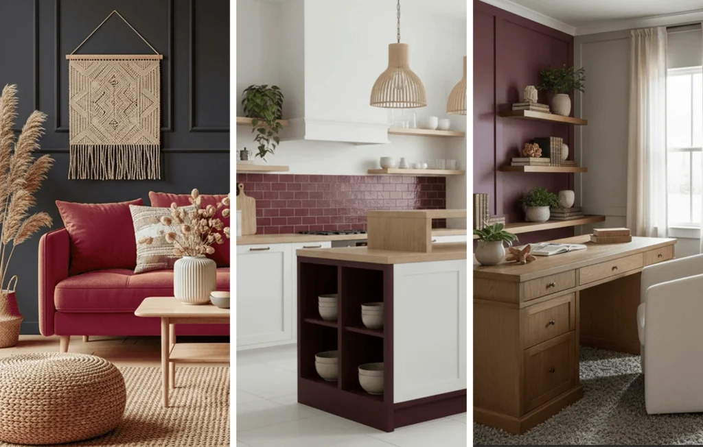 Bordeaux und Naturfarben