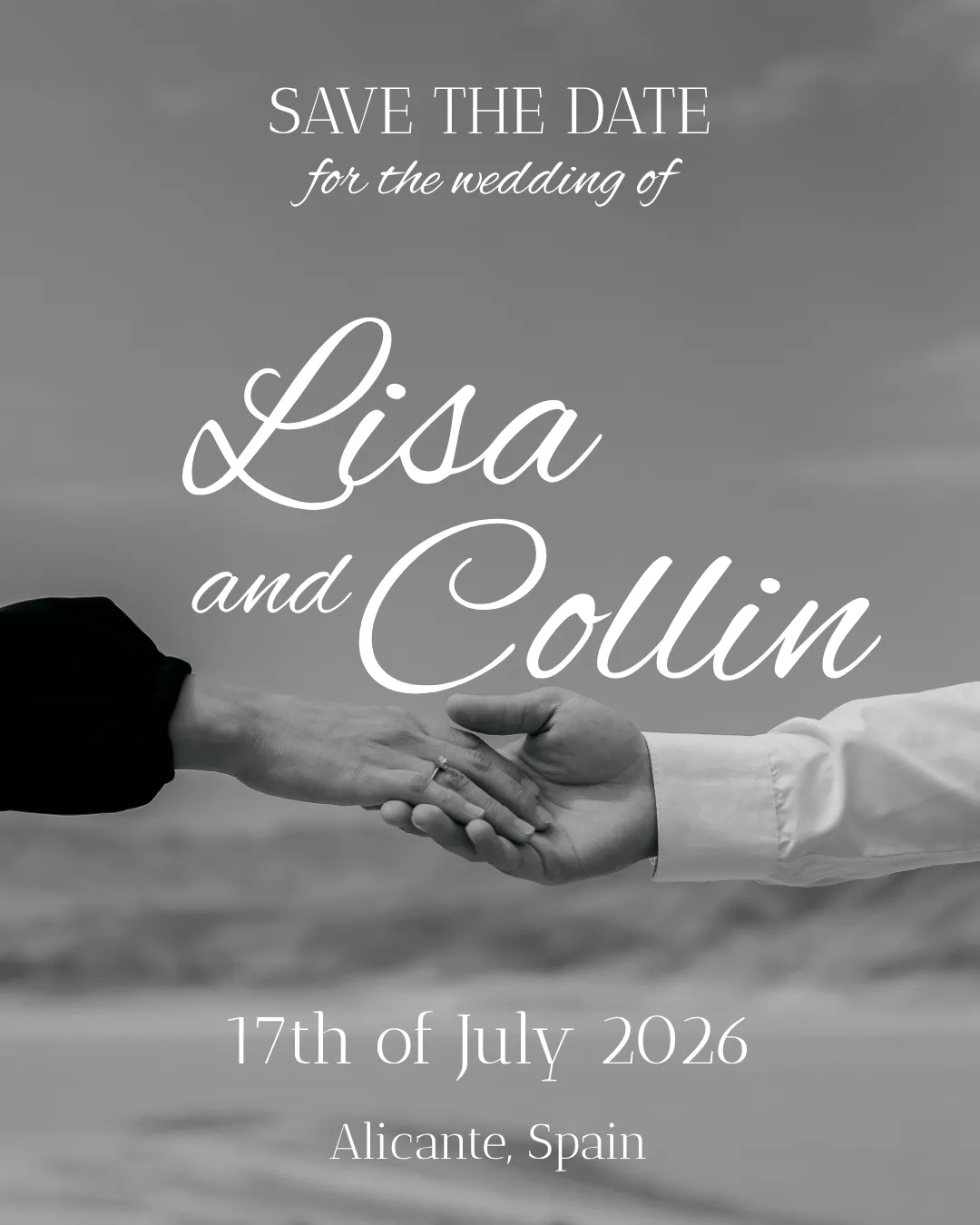 minimalist save the date card template for social media